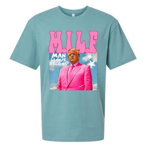 M.I.L.F Man I Love Felons Funny Trump Pink 2024 Election Sueded Cloud Jersey T-Shirt