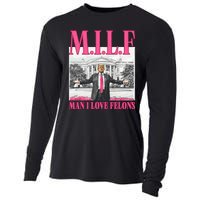 Milf Man I Love Felons Donald Trump Funny 2024 Election Cooling Performance Long Sleeve Crew