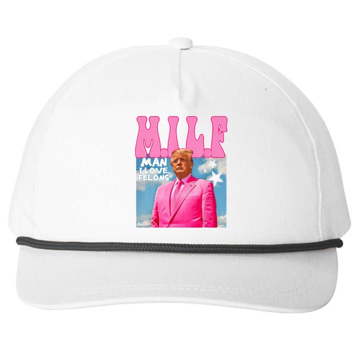 M.I.L.F Man I Love Felons Funny Trump 2024 Election Snapback Five-Panel Rope Hat