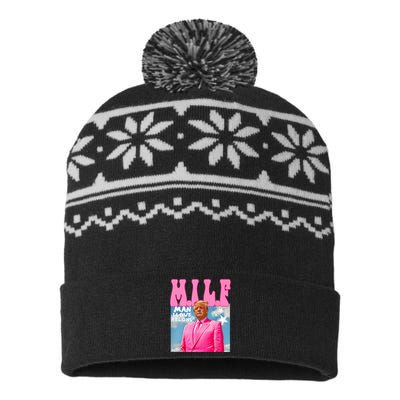 M.I.L.F Man I Love Felons Funny Trump 2024 Election USA-Made Snowflake Beanie