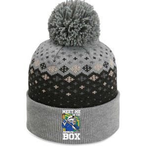 Meet Me In The Penalty Box Funny Ice Hockey Gift The Baniff Cuffed Pom Beanie