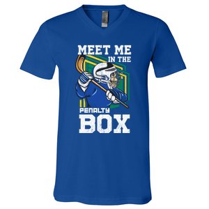 Meet Me In The Penalty Box Funny Ice Hockey Gift V-Neck T-Shirt