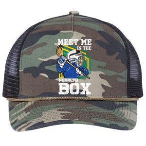 Meet Me In The Penalty Box Funny Ice Hockey Gift Retro Rope Trucker Hat Cap