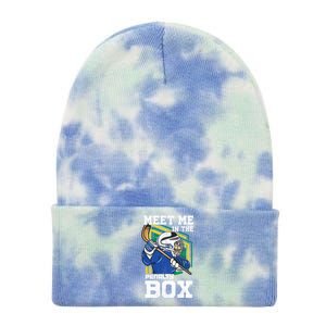 Meet Me In The Penalty Box Funny Ice Hockey Gift Tie Dye 12in Knit Beanie