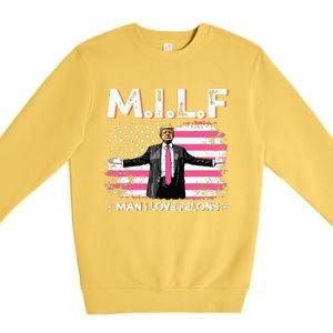 Milf Man I Love Felons American Flag Trump 2024 Premium Crewneck Sweatshirt