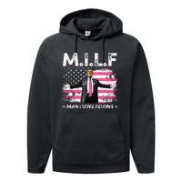 Milf Man I Love Felons American Flag Trump 2024 Performance Fleece Hoodie