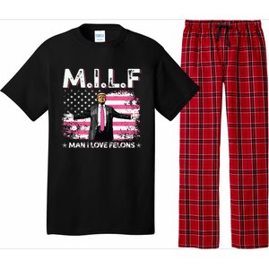 Milf Man I Love Felons American Flag Trump 2024 Pajama Set