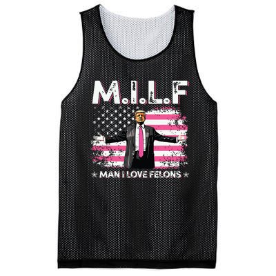 Milf Man I Love Felons American Flag Trump 2024 Mesh Reversible Basketball Jersey Tank