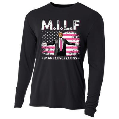 Milf Man I Love Felons American Flag Trump 2024 Cooling Performance Long Sleeve Crew