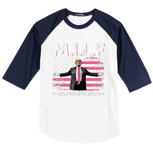 Milf Man I Love Felons American Flag Trump 2024 Baseball Sleeve Shirt