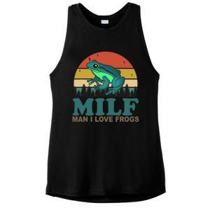 MILF Man I Love Frogs Funny Saying Frog Amphibian Lovers Ladies PosiCharge Tri-Blend Wicking Tank