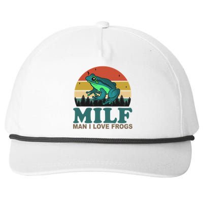 MILF Man I Love Frogs Funny Saying Frog Amphibian Lovers Snapback Five-Panel Rope Hat