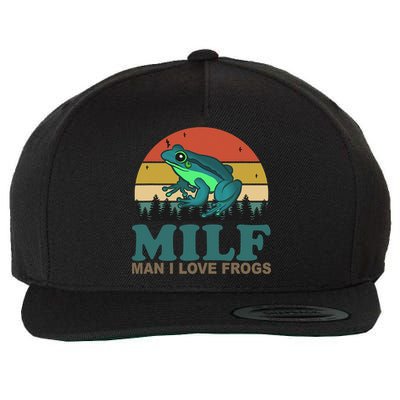 MILF Man I Love Frogs Funny Saying Frog Amphibian Lovers Wool Snapback Cap