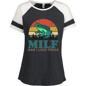 MILF Man I Love Frogs Funny Saying Frog Amphibian Lovers Enza Ladies Jersey Colorblock Tee