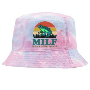 MILF Man I Love Frogs Funny Saying Frog Amphibian Lovers Tie-Dyed Bucket Hat