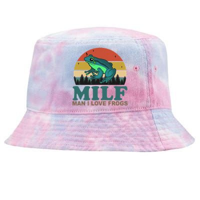 MILF Man I Love Frogs Funny Saying Frog Amphibian Lovers Tie-Dyed Bucket Hat