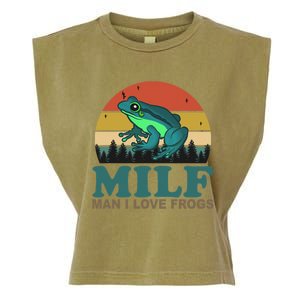 MILF Man I Love Frogs Funny Saying Frog Amphibian Lovers Garment-Dyed Women's Muscle Tee