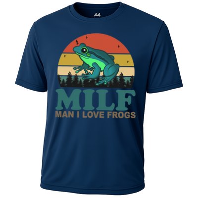 MILF Man I Love Frogs Funny Saying Frog Amphibian Lovers Performance Shirt