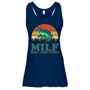 MILF Man I Love Frogs Funny Saying Frog Amphibian Lovers Ladies Essential Flowy Tank