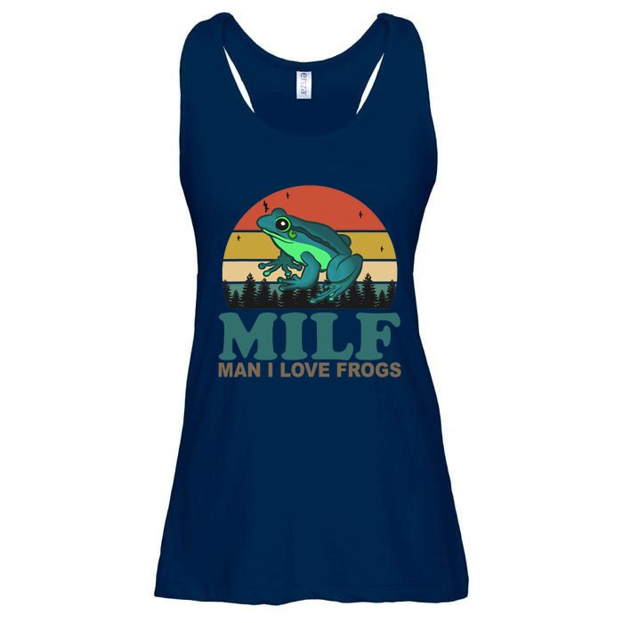 MILF Man I Love Frogs Funny Saying Frog Amphibian Lovers Ladies Essential Flowy Tank