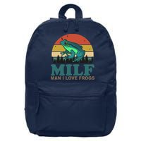 MILF Man I Love Frogs Funny Saying Frog Amphibian Lovers 16 in Basic Backpack