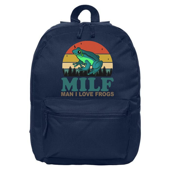 MILF Man I Love Frogs Funny Saying Frog Amphibian Lovers 16 in Basic Backpack