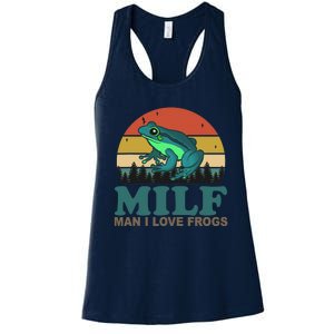 MILF Man I Love Frogs Funny Saying Frog Amphibian Lovers Women's Racerback Tank