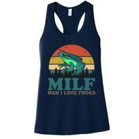 MILF Man I Love Frogs Funny Saying Frog Amphibian Lovers Women's Racerback Tank