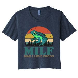 MILF Man I Love Frogs Funny Saying Frog Amphibian Lovers Women's Crop Top Tee