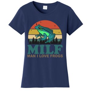 MILF Man I Love Frogs Funny Saying Frog Amphibian Lovers Women's T-Shirt