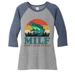 MILF Man I Love Frogs Funny Saying Frog Amphibian Lovers Women's Tri-Blend 3/4-Sleeve Raglan Shirt