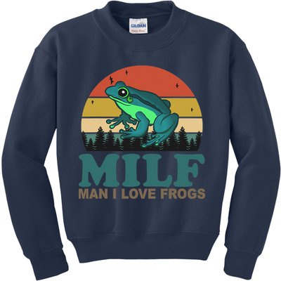 MILF Man I Love Frogs Funny Saying Frog Amphibian Lovers Kids Sweatshirt