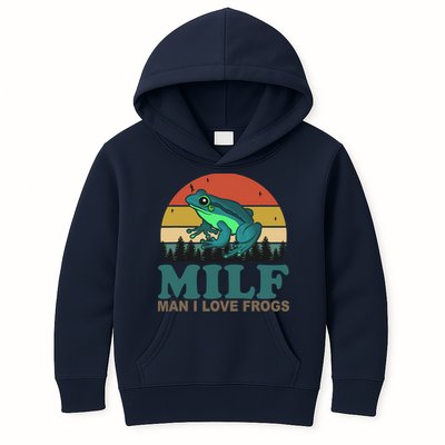 MILF Man I Love Frogs Funny Saying Frog Amphibian Lovers Kids Hoodie