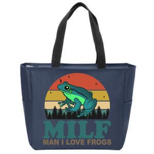 MILF Man I Love Frogs Funny Saying Frog Amphibian Lovers Zip Tote Bag