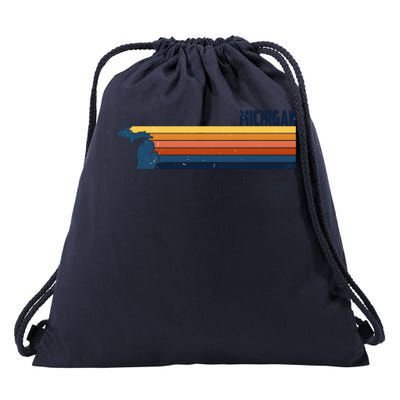 Retro Vintage Michigan Drawstring Bag