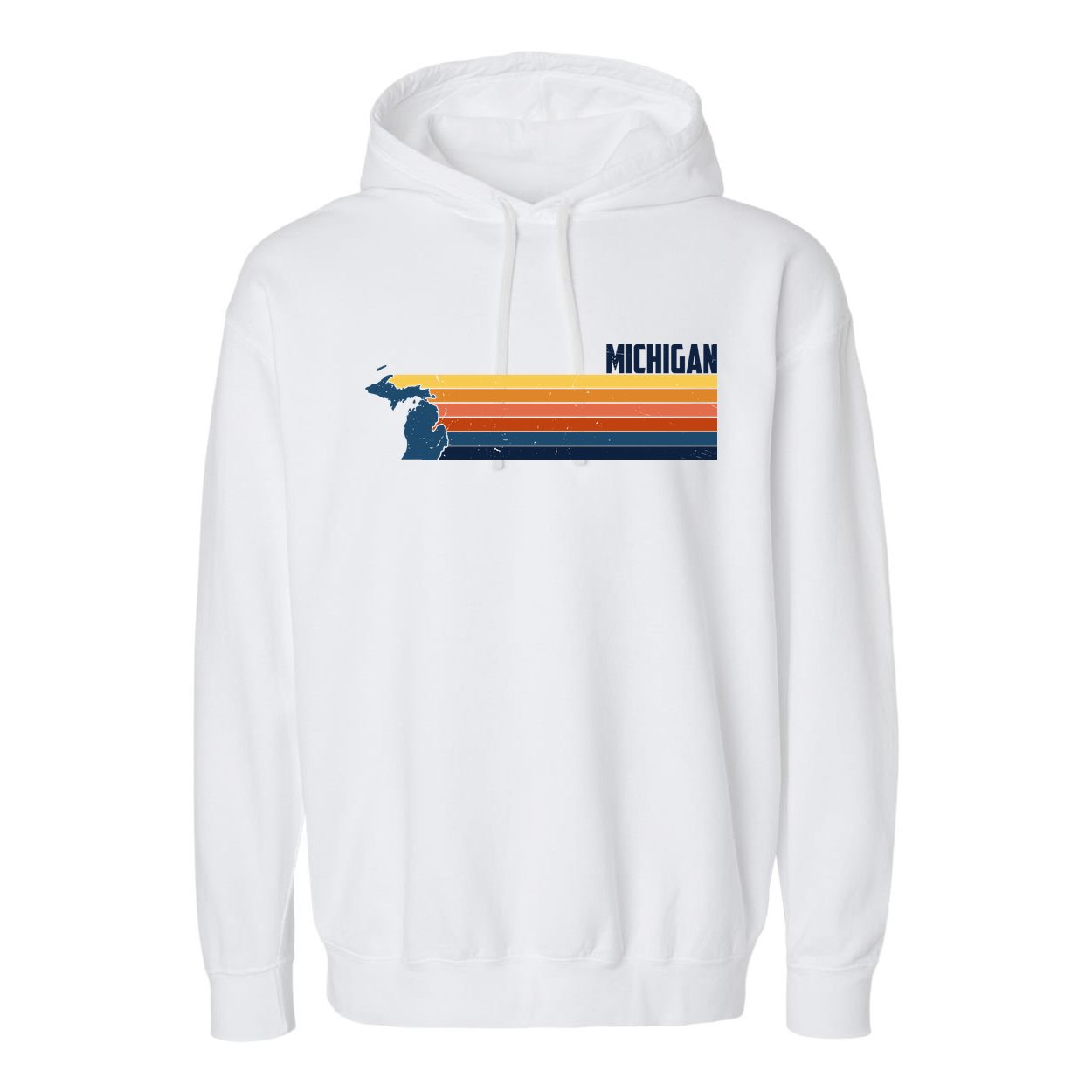 Retro Vintage Michigan Garment-Dyed Fleece Hoodie