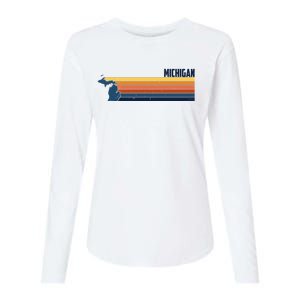 Retro Vintage Michigan Womens Cotton Relaxed Long Sleeve T-Shirt