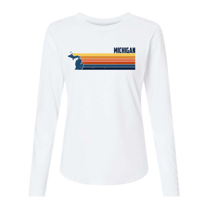 Retro Vintage Michigan Womens Cotton Relaxed Long Sleeve T-Shirt