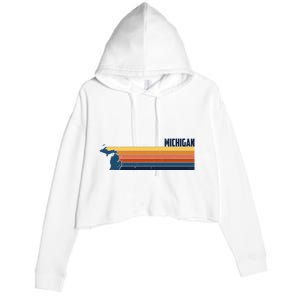 Retro Vintage Michigan Crop Fleece Hoodie