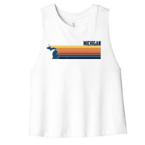 Retro Vintage Michigan Women's Racerback Cropped Tank