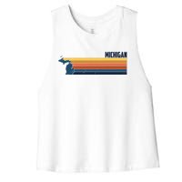 Retro Vintage Michigan Women's Racerback Cropped Tank