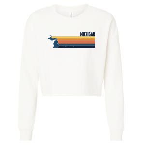 Retro Vintage Michigan Cropped Pullover Crew