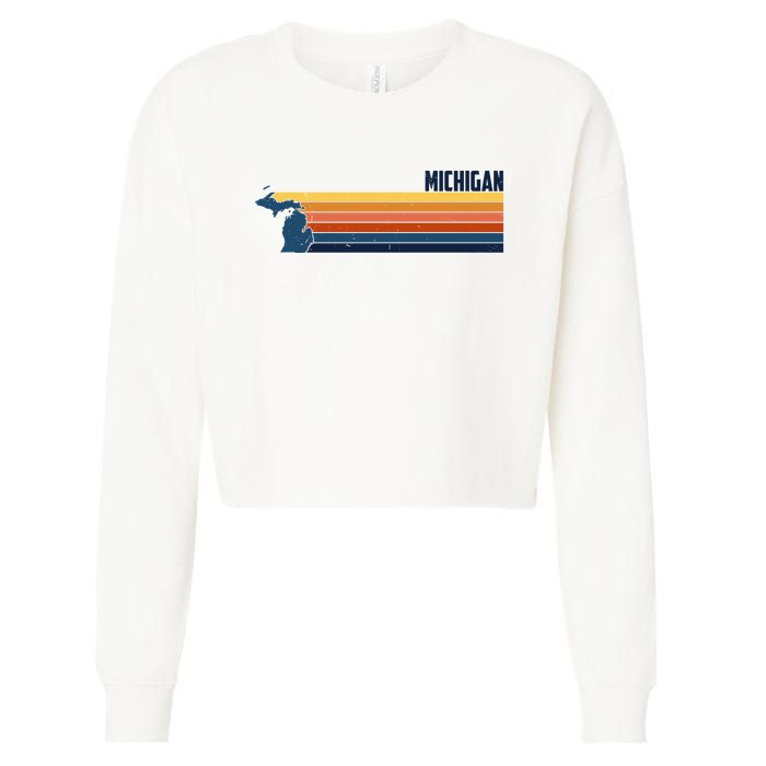 Retro Vintage Michigan Cropped Pullover Crew