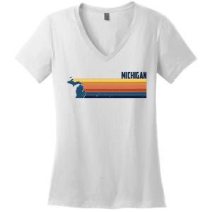 Retro Vintage Michigan Women's V-Neck T-Shirt