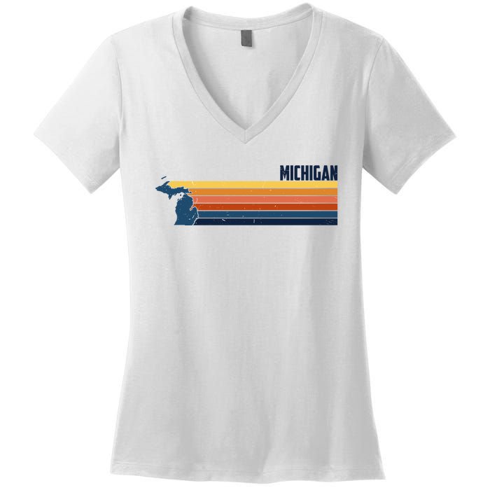 Retro Vintage Michigan Women's V-Neck T-Shirt