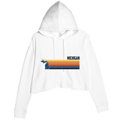 Retro Vintage Michigan Crop Fleece Hoodie