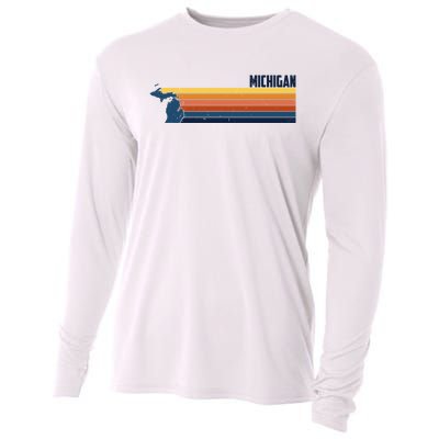 Retro Vintage Michigan Cooling Performance Long Sleeve Crew