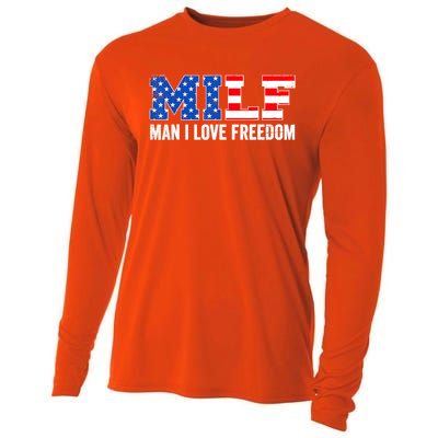 MILF Man I Love Freedom Funny Patriotic American 4th Of July Cooling Performance Long Sleeve Crew