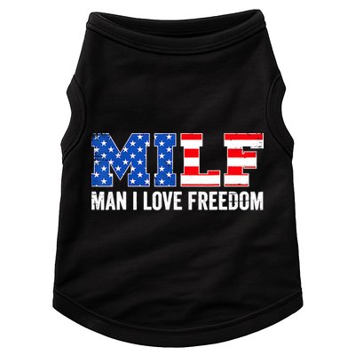 MILF Man I Love Freedom Funny Patriotic American 4th Of July Doggie Tank