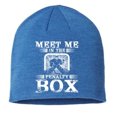 Meet Me In The Penalty Box Funny Ice Hockey Goalie Gift Sustainable Beanie